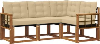 vidaXL Conjunto De Sof&aacute;s De Exterior 4 Uds. Natural Y Beige Vidaxl