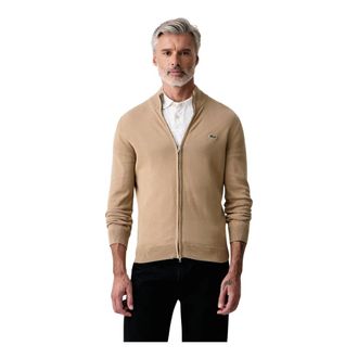 Lacoste Trui met Hoge Hals en Rits - Heren - Sweatshirts & Hoodies - Beige - Maat: XL Katoen