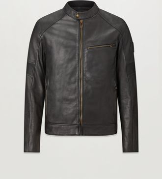 Belstaff Vanguard Motorcycle Jacket Mens Washed Leather Black Size 3XL