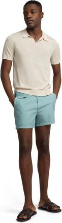 Onia Linen Johnny Collar Polo in Sand at Nordstrom, Size X-Large