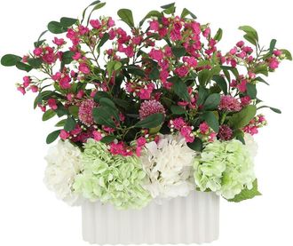 Creative Displays Inc. Handmade Faux Hydrangeas & Dahlias In Pleated Vase