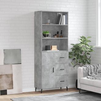 vidaXL Vidaxl - Aparador Alto Madera Contrachapada Gris Hormig&oacute;n 69,5x34x180 Cm
