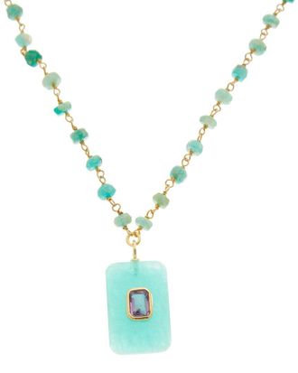 Rachel Reinhardt Jewelry Vermeil Amazonite & Amethyst Pendant Necklace
