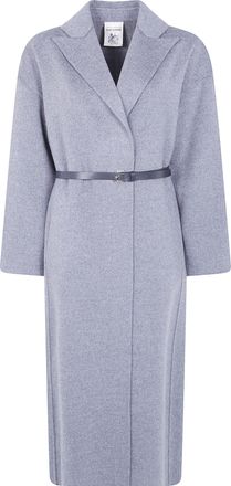 Semicouture Coat Long Belted Y6wv08 Y471 Dark Grey