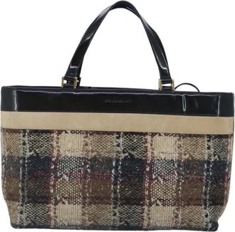 Burberry Pre-owned Tote Bags, female, Beige, Size: ONE SIZE Pre-owned Vintage Plaid Tote Bag