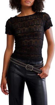 Free People Angelina Mixed Lace Top in Black at Nordstrom Rack, Size X-Small
