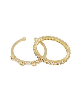 Ettika 18K Plated Crystal Stackable Set Of Rings
