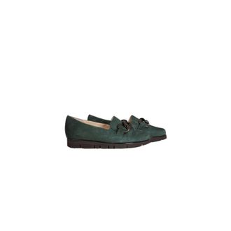 Hassia Schoenen, Dames, Groen, 37 EU, Leer, Winter Loafer met Suede Details