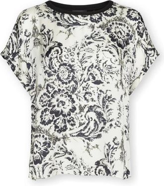 Elena Miro Bedrukte viscose T-shirt - Dames - T-shirts - Zwart - XS - Polyester - Tops