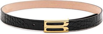 Victoria Beckham Frame Crocodile-effect Leather Belt - Black - 100 (UK18 / Xxl)