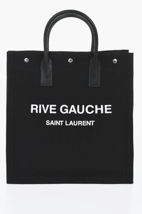 Saint Laurent Borsa Tote in Canvas RIVE GAUCHE con Manici in Pelle Saint Laurent
