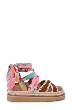 Kurt Geiger Orson Cross Scarf Sandal in Brown at Nordstrom, Size 6.5Us