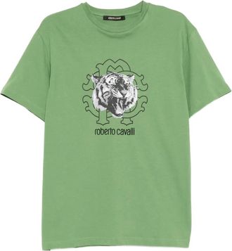 Roberto Cavalli graphic-print cotton T-shirt - Groen