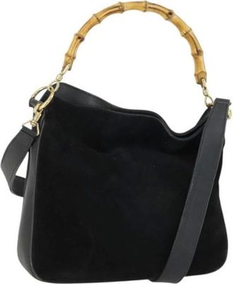 Gucci Pre-owned Shoulder Bags, female, Black, Size: ONE SIZE Pre-owned Vintage Suede Shoulder Bag