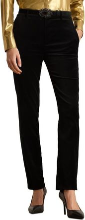 Lauren Ralph Lauren Stretch Velvet Ankle Straight Leg Pants in Black Velvet at Nordstrom, Size 14