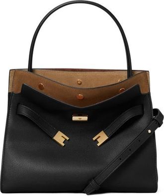 Tory Burch Small Lee Radziwill Leather Double Bag in Black at Nordstrom
