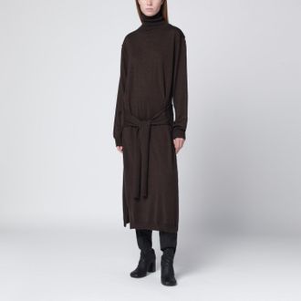 Christophe Lemaire Brown trompe-loeil wool-blend dress