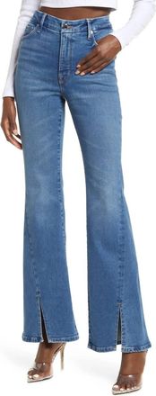 Good American Womens Good Legs Flare Twisted Slit Jeans In Indigo