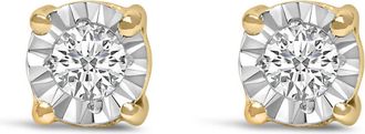 House of Brilliance 10K Yellow Gold Plated.925 Sterling Silver 1/10 Cttw Round-Cut Lab Grown Diamond Stud Earrings
