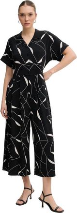 Joseph Ribkoff Geometric Print Culotte Jumpsuit - Dames - Jumpsuits - Zwart - 2XL - Polyester - Jumpsuits & Playsuits