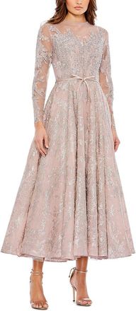 Mac Duggal Embellished Bow Belt Illusion Dress