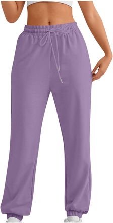 Generic Ladies Jogging Bottoms Wide Leg Joggers Plain Baggy Fleece Cinch Bottom Straight Leg Jogger Size 14 Stretch Trousers for Women UK Ladies Smart Trouser