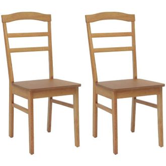 vidaXL Dining Chair 2 pcs Natural Solid Rubber Wood vidaXL