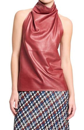 TWP Friday Night Halter Leather Top in Karanda Red at Nordstrom, Size Medium