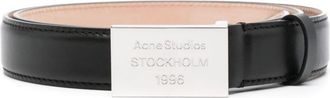 Acne Studios logo-engraved leather belt - unisex - Calf Leather/Calf Leather - M - Black