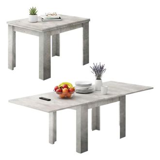 Dmora Mesa Extensible Dlirol, Consola Auxiliar De Cocina, Mesa Extensible, 100% Made In Italy, Cm 90x90h75, Cemento - Dmora