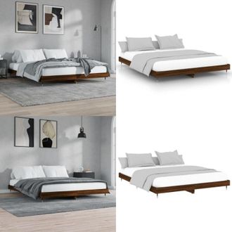 vidaXL Giroletto senza Materasso Rovere Marrone 120x200 cm Truciolato - Letto con gambe in metallo - Letto con doghe in compensato