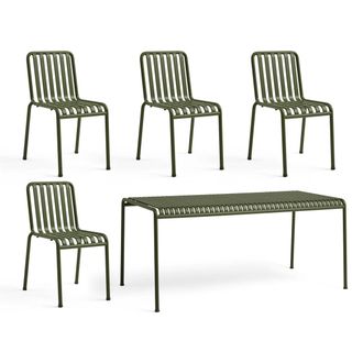 HAY Palissade Tisch + 4x Chair, olive
