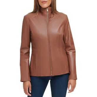 Cole Haan Wing Collar Leather Jacket in Hickory at Nordstrom Rack, Size X-Small