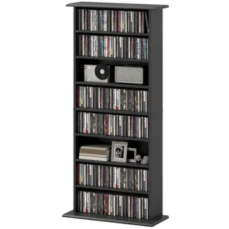 HOMCOM Homcom Mobile Porta Cd Con 6 Ripiani Regolabili Per 360 Cd/185 Dvd Nero