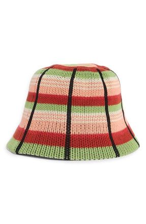 Brixton Redding Knit Bucket Hat in Peach Cobbler Multi Stripe at Nordstrom, Size X-Small