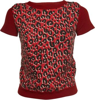 Louis Vuitton leopard-print rbbed top - Red