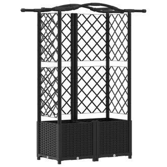 vidaXL Cama Elevada Con Trellis Y Techo Negro 122 X 40 X 141 Cm Pp Vidaxl