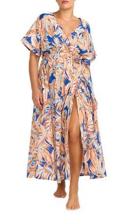 Artesands Areca Cea Verdi Cover-Up Wrap Dress in Blue at Nordstrom, Size 20-22 Us