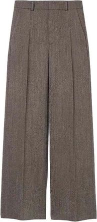 S&eacute;fr Wijde Pantalon - Heren - Broeken - Beige - Maat: M Wol
