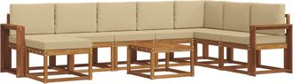 vidaXL Conjunto De Sof&aacute;s De Exterior 9 Uds. Natural Y Beige Vidaxl
