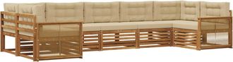 vidaXL Conjunto De Sof&aacute;s De Exterior 7 Uds. Natural Y Beige Vidaxl