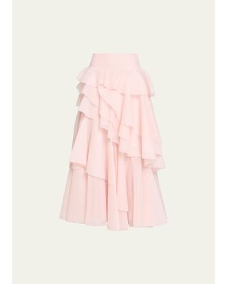 Aje Villa Tiered Ruffle Maxi Skirt