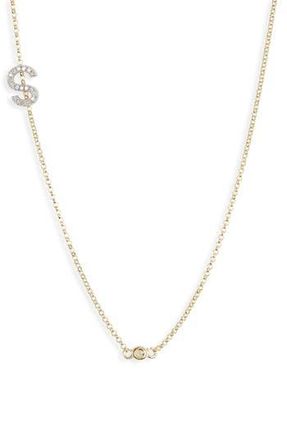 Meshmerise Bezel Diamond Initial Chain Necklace - 0.2ct. in Yellow-S at Nordstrom Rack