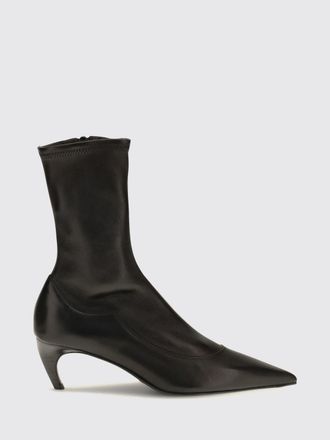 Khaite Tronchetto in pelle liscia con tacco curvo e zip laterale