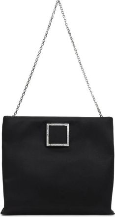 Roger Vivier Trompette Strass Soft Clutch - Dames - Schoudertassen - Zwart - ONE Size - Satijn - Tassen