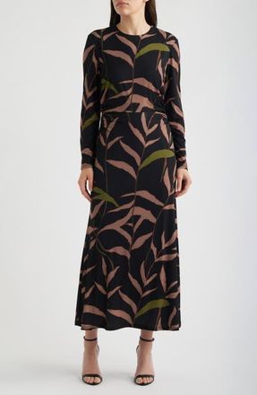 Julia Jordan Abstract Print Long Sleeve Midi Dress in Black Multi at Nordstrom, Size 12Regular