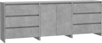 vidaXL 3 Piece Sideboard Concrete Grey Engineered Wood Vidaxl