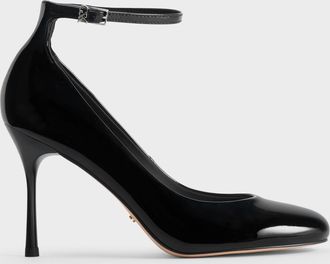 Charles & Keith Aretha Patent Leather Ankle-Strap Stiletto-Heel Pumps