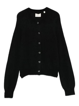 Dôen Petra crystal-button cardigan - women - Polyamide/Merino/Alpaca Wool - S - Black