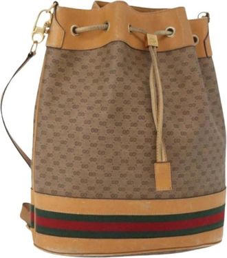 Gucci Pre-owned Vintage Small GG Bucket Bag - Dames - Vintage Tas - Beige - ONE Size - Leer - Vintage